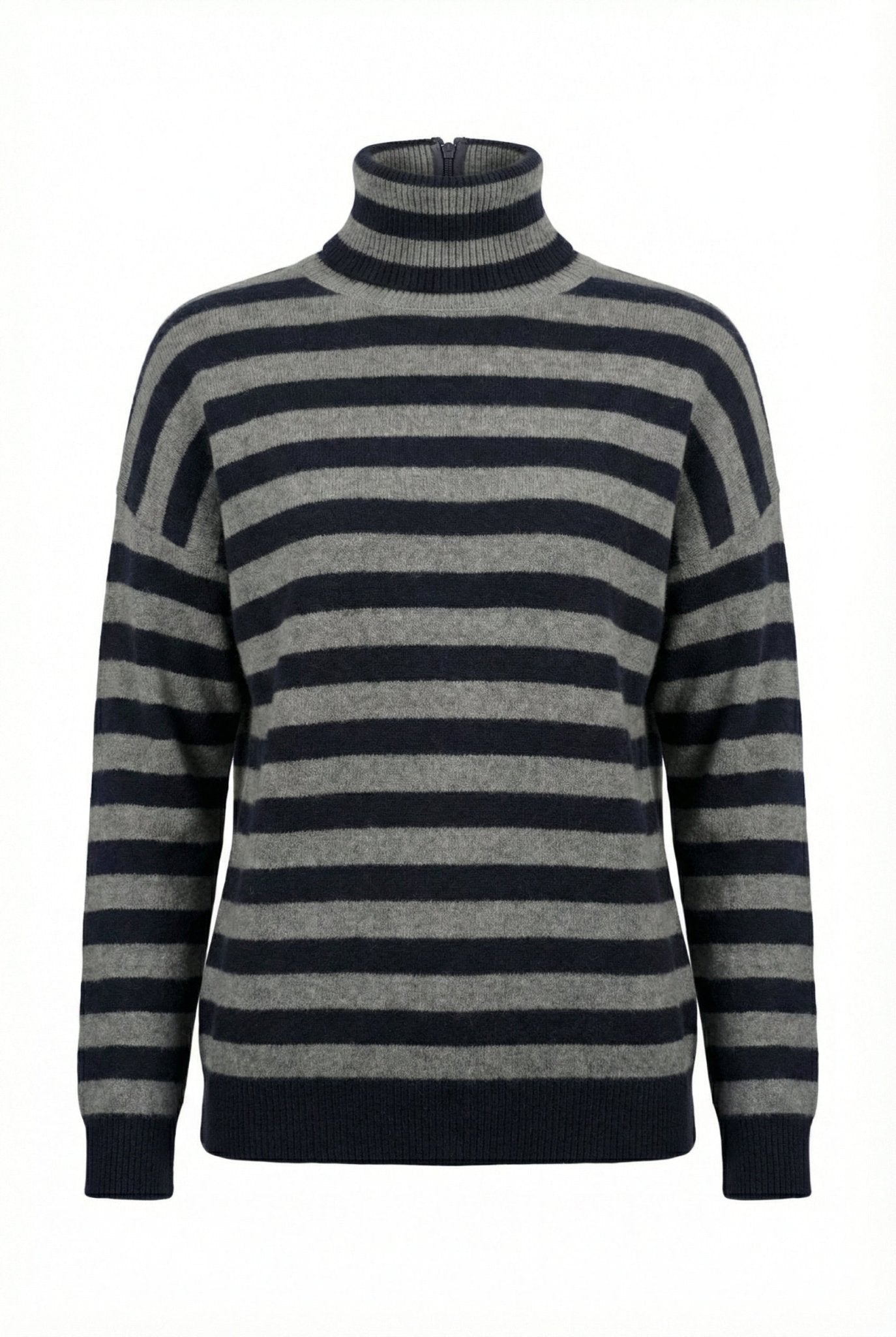 Striped Cashmere Turtleneck - Blue Sky Cashmere