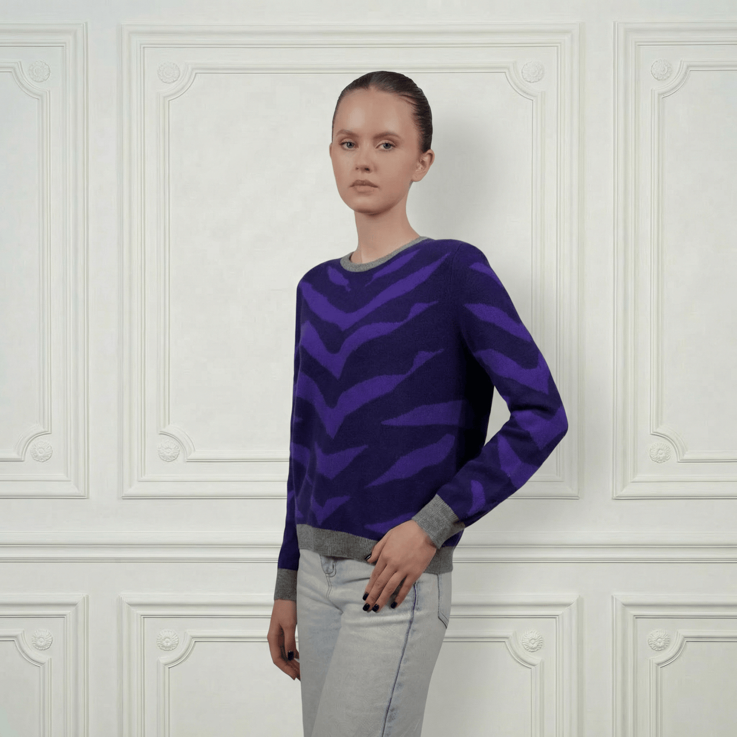 Tigris Cashmere Rounded Neck Sweater - Blue Sky Cashmere