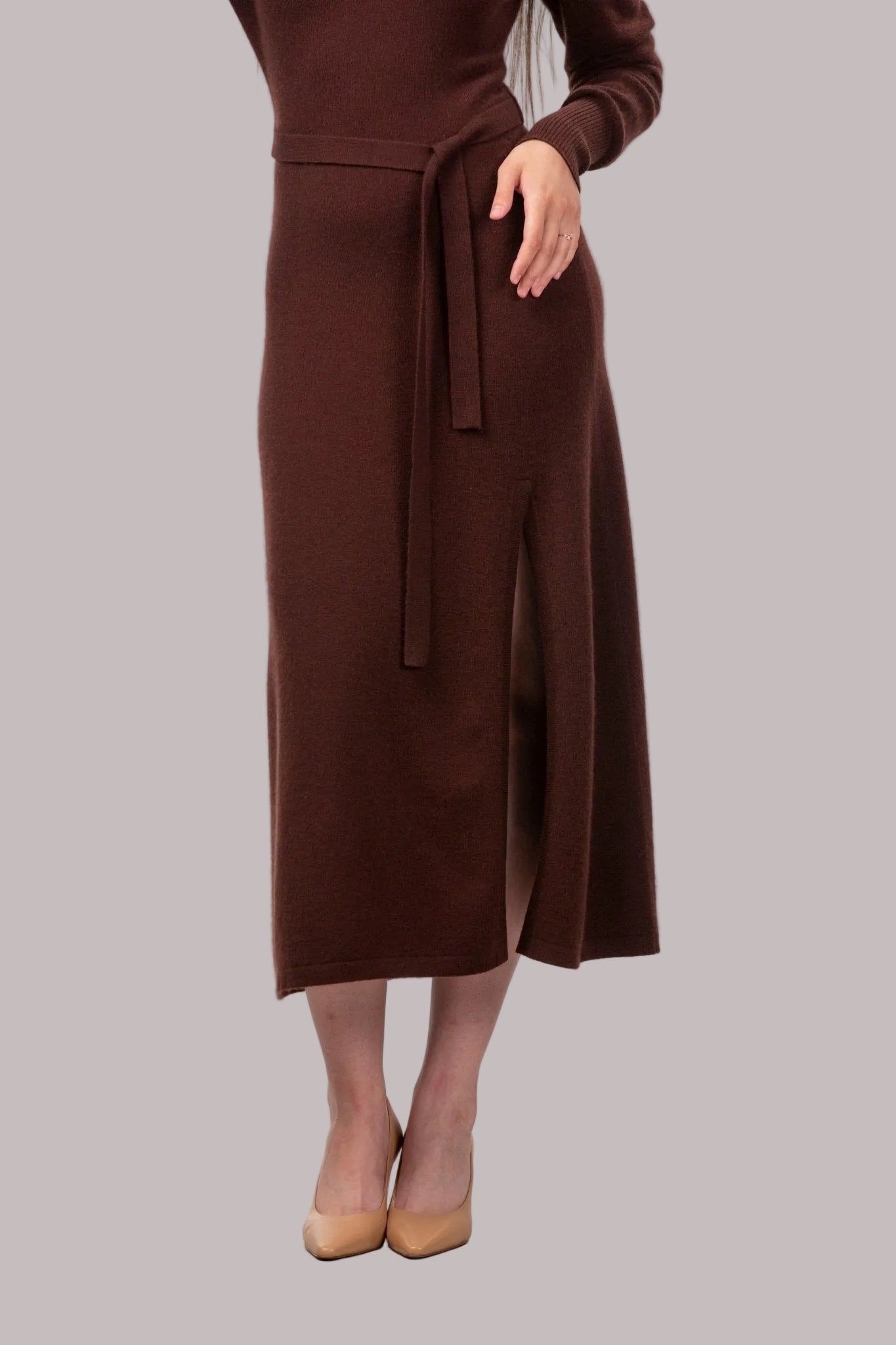 Valentina Midi Cashmere Dress - Blue Sky Cashmere