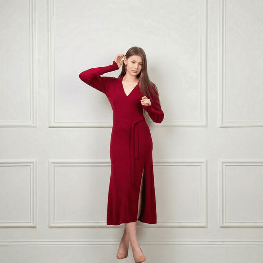 Valentina Midi Cashmere Dress - Blue Sky Cashmere