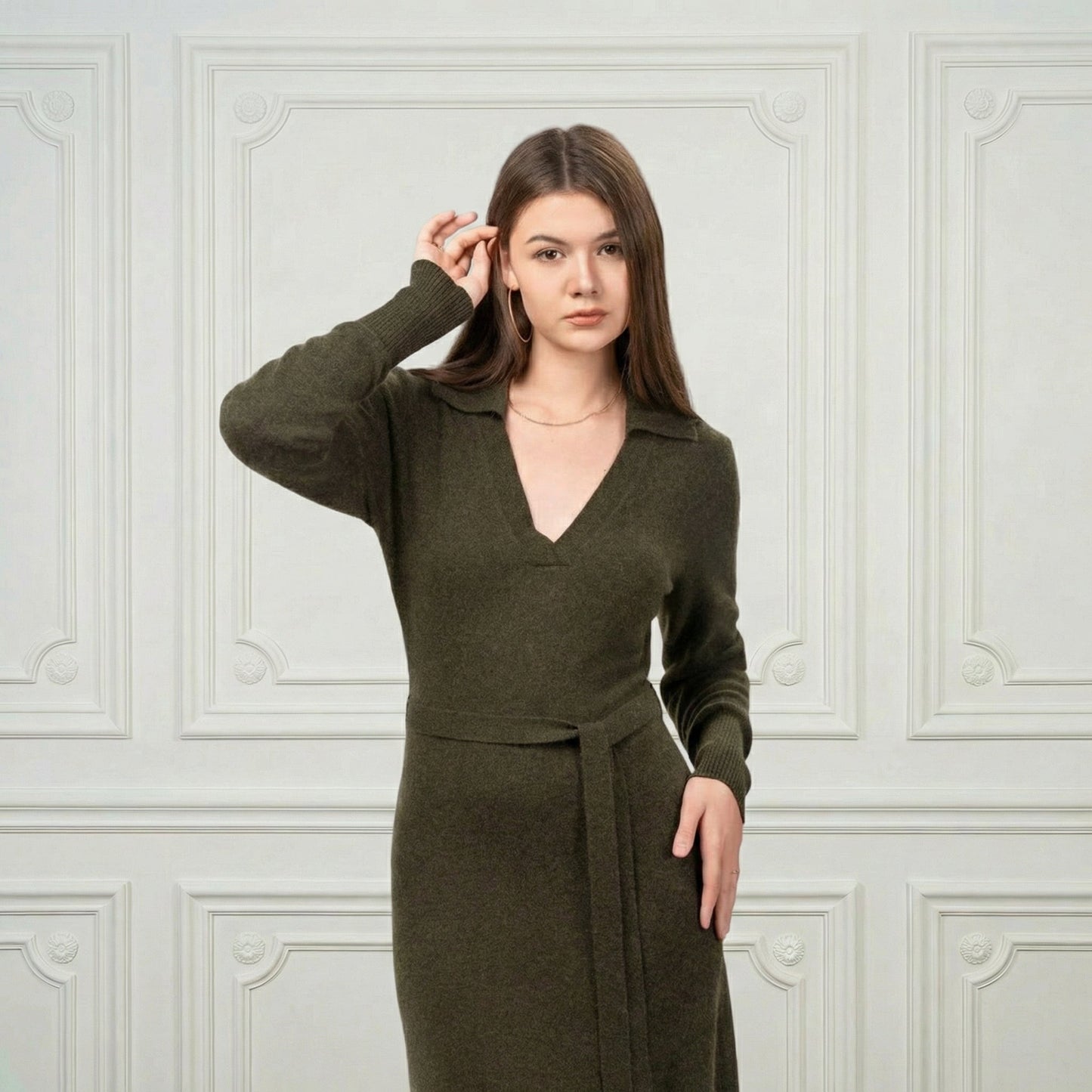 Valentina Midi Cashmere Dress - Blue Sky Cashmere