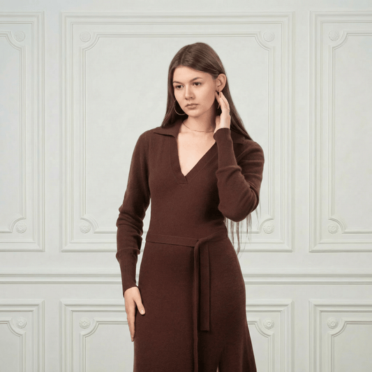 Valentina Midi Cashmere Dress - Blue Sky Cashmere