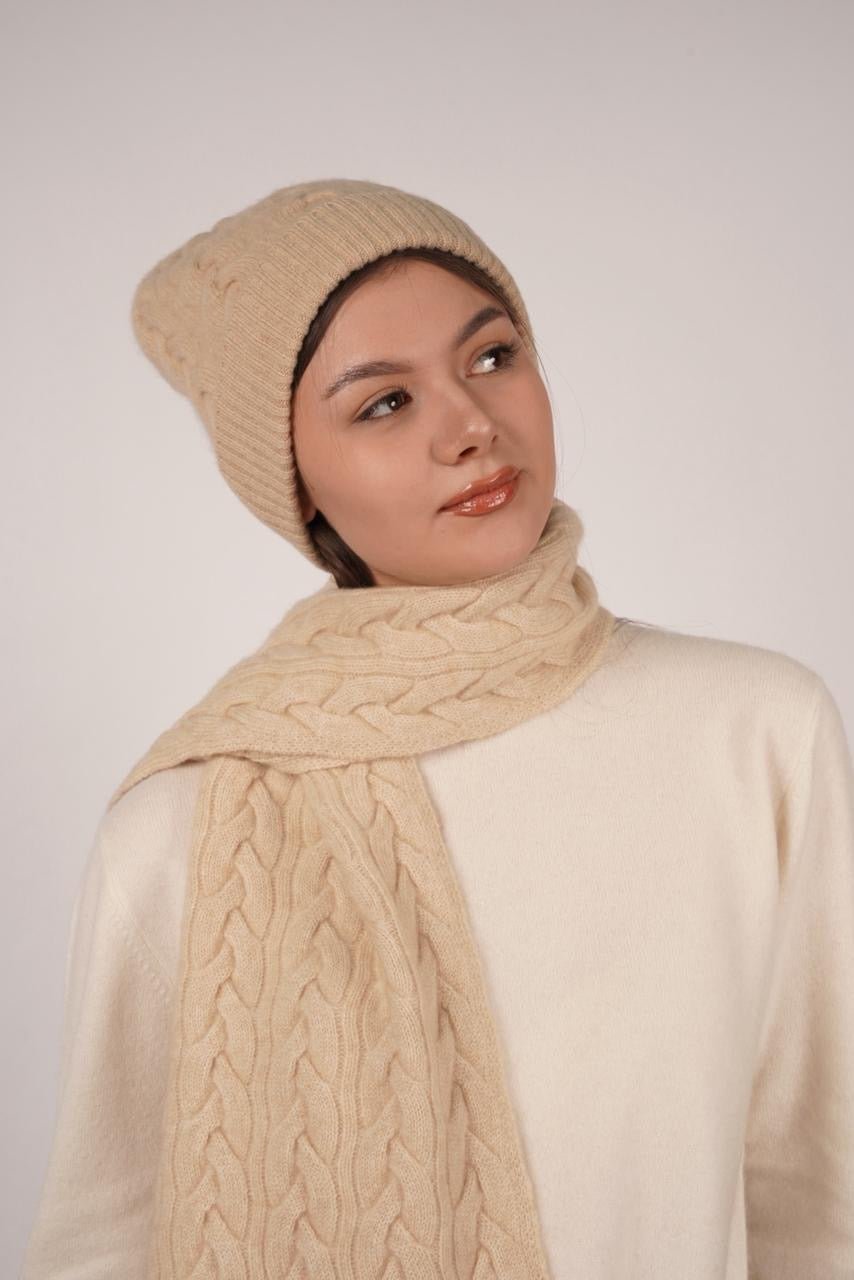 Victoria Cashmere Knitted Beanie - Blue Sky Cashmere