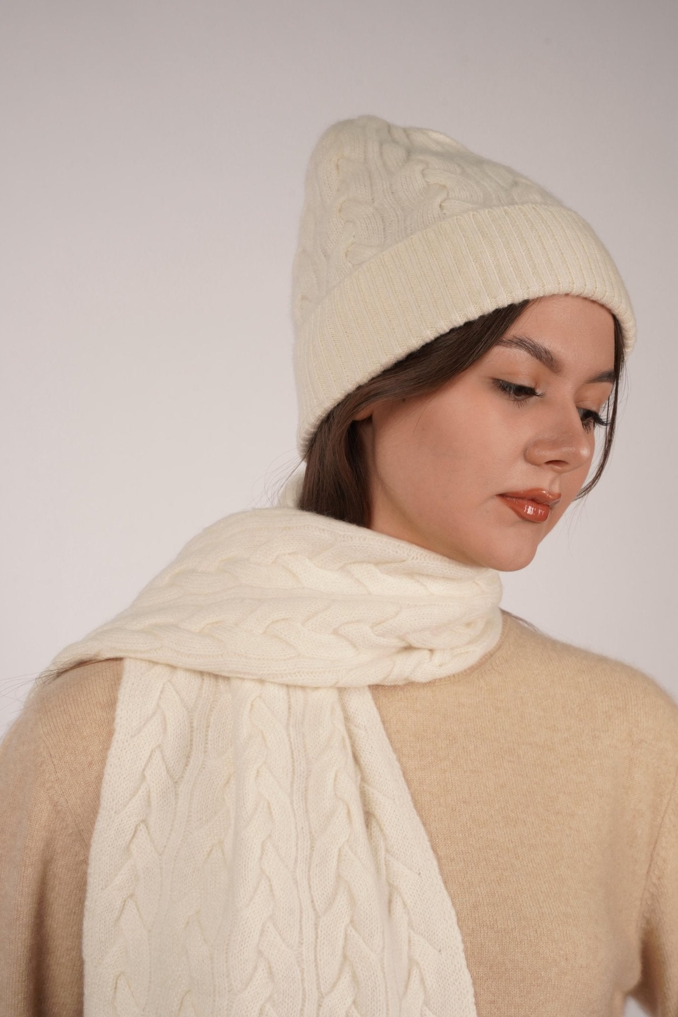 Victoria Cashmere Knitted Beanie - Blue Sky Cashmere