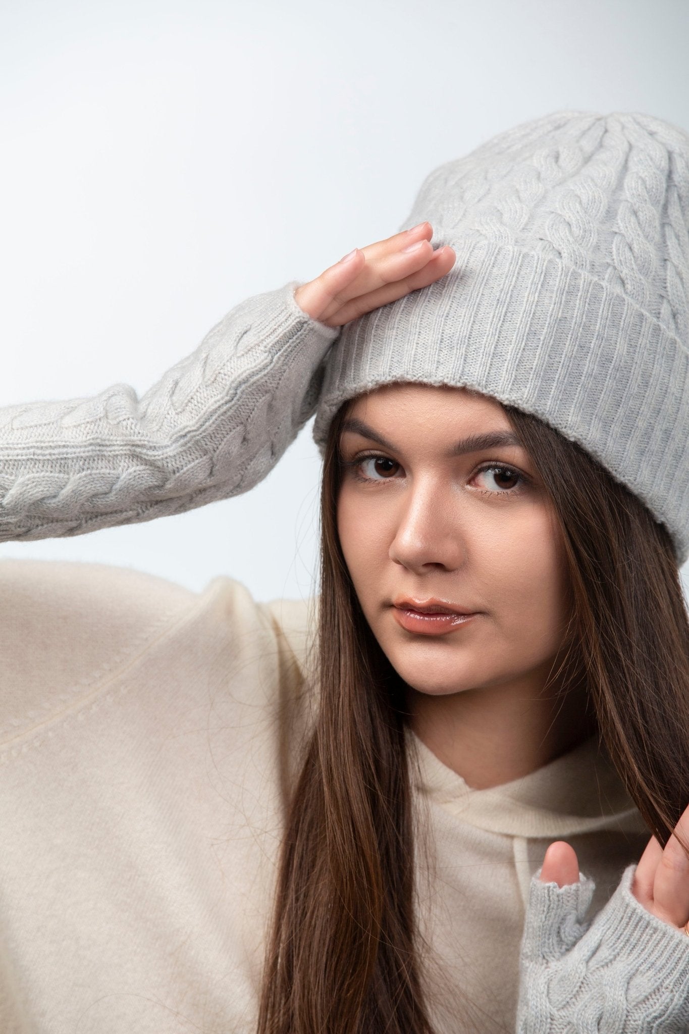 Victoria Cashmere Knitted beanie - Blue Sky Cashmere