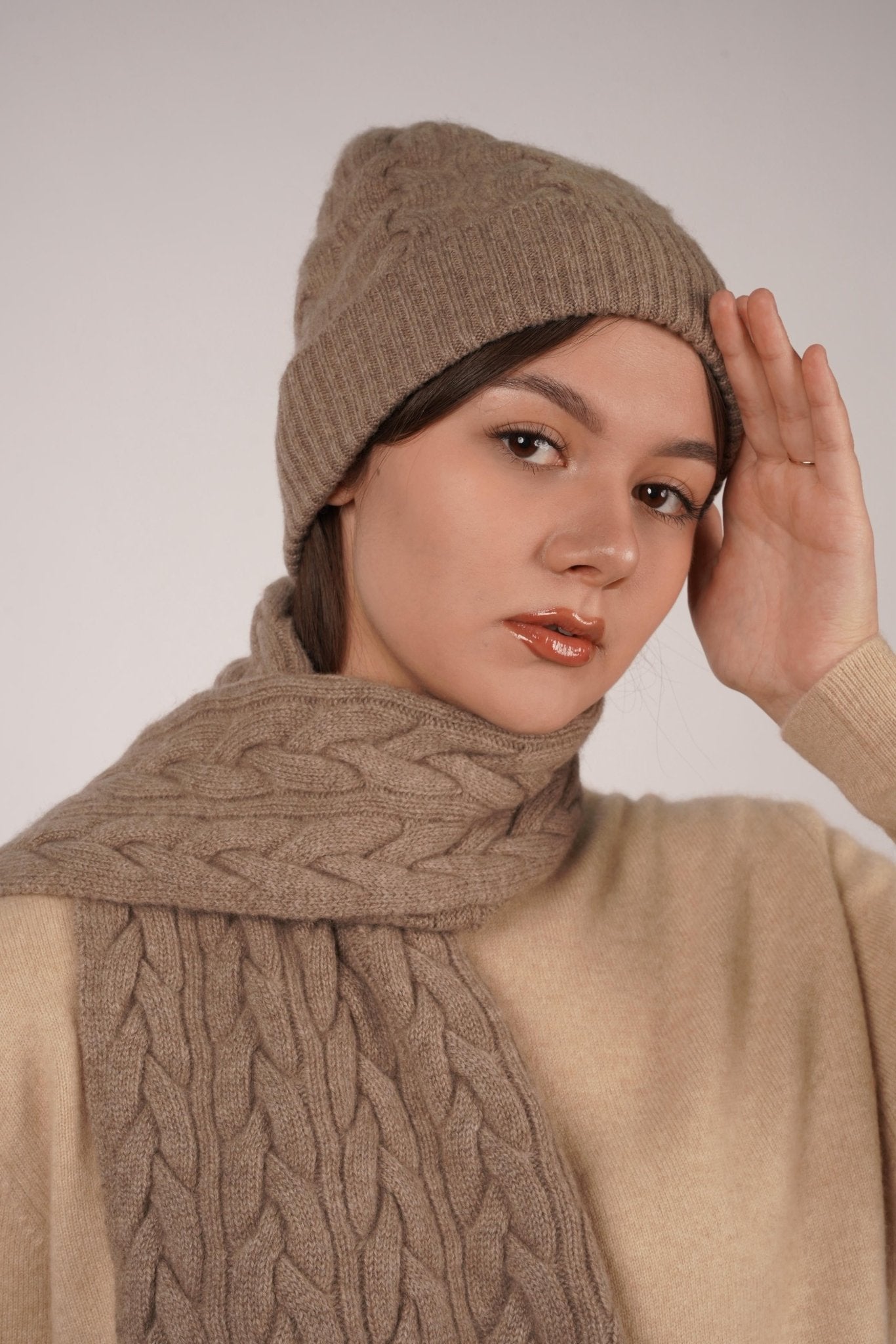 Victoria Cashmere Knitted beanie - Blue Sky Cashmere