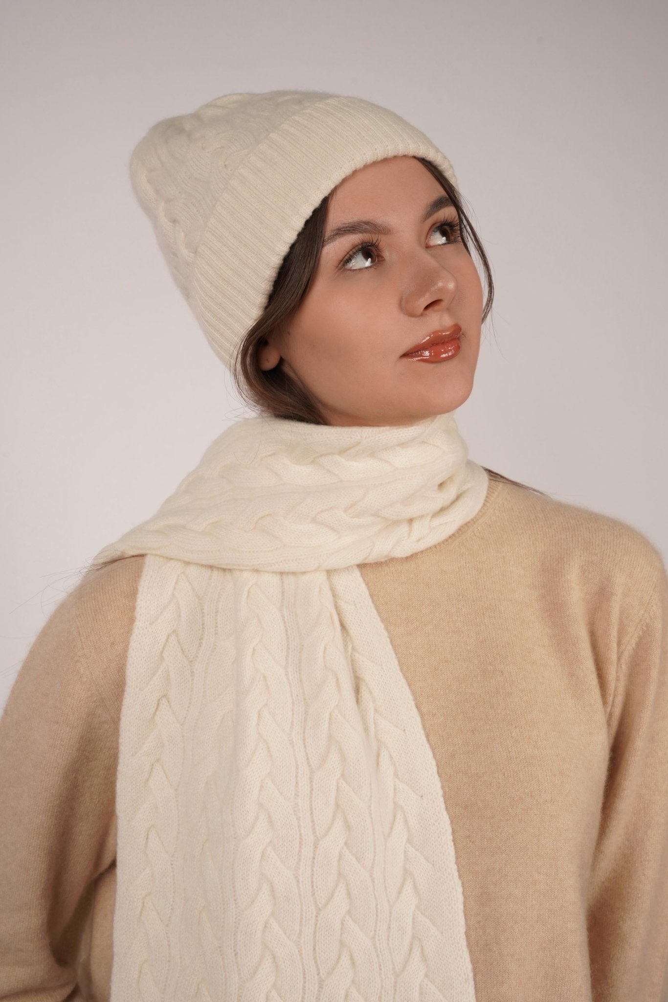 Victoria Cashmere Knitted Beanie - Blue Sky Cashmere