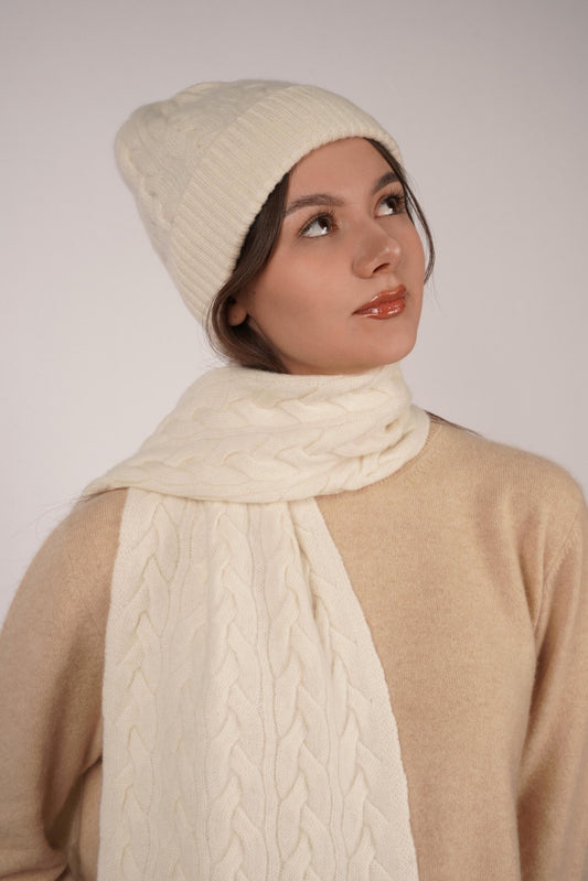 Victoria Cashmere Knitted Beanie - Blue Sky Cashmere
