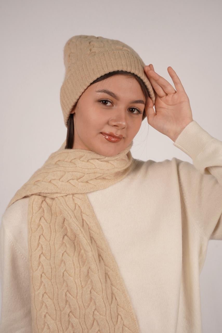 Victoria Cashmere Knitted Beanie - Blue Sky Cashmere