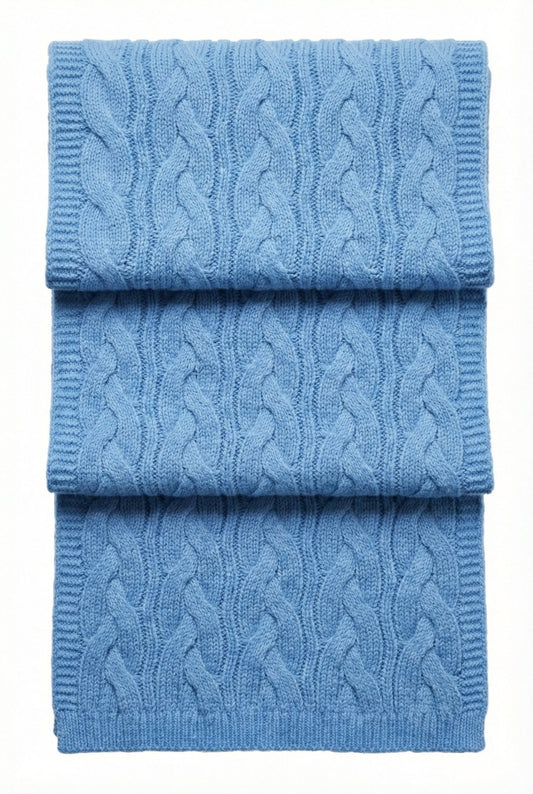 Victoria Cashmere Knitted Scarf - Blue Sky Cashmere