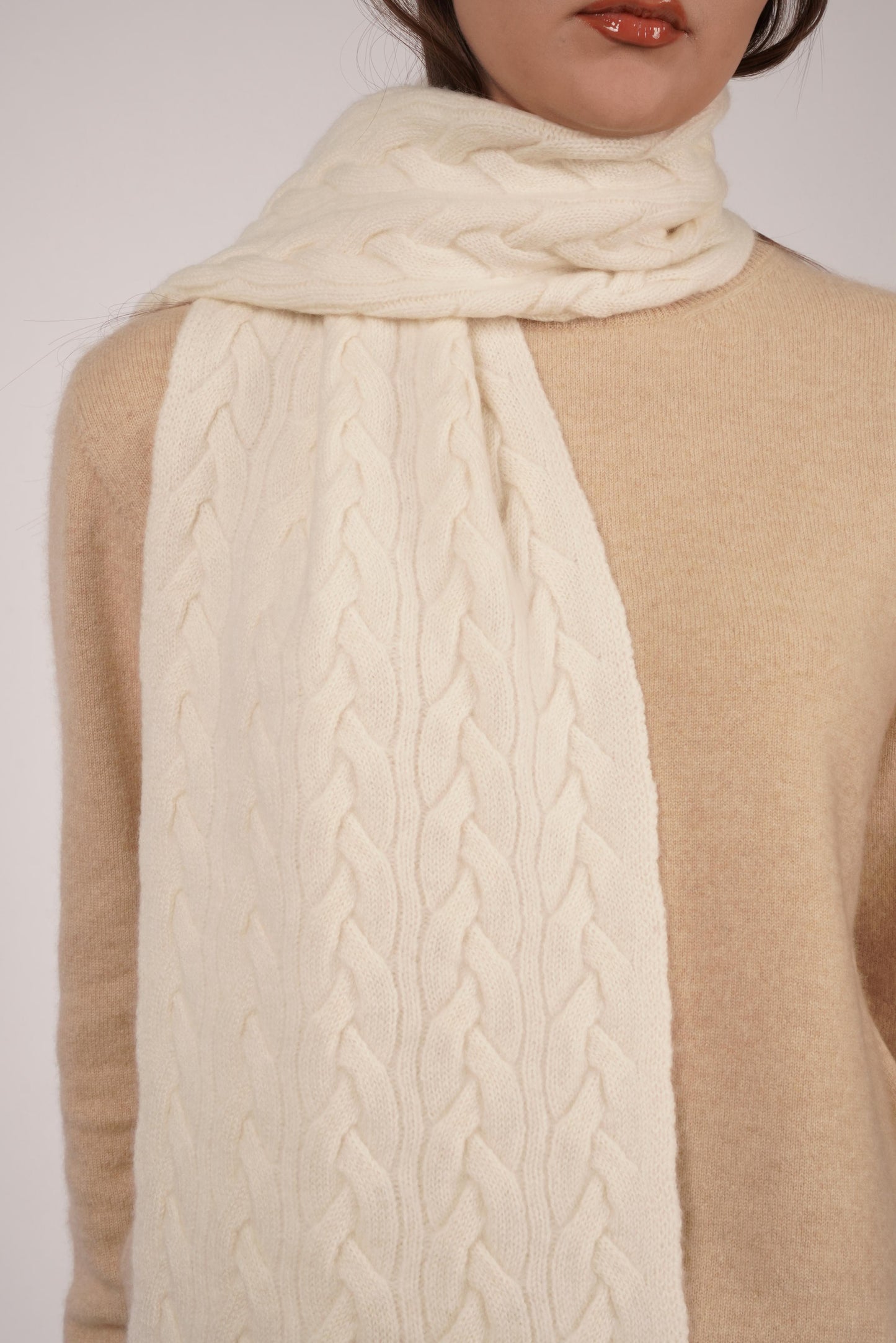 Victoria Cashmere Knitted Scarf - Blue Sky Cashmere