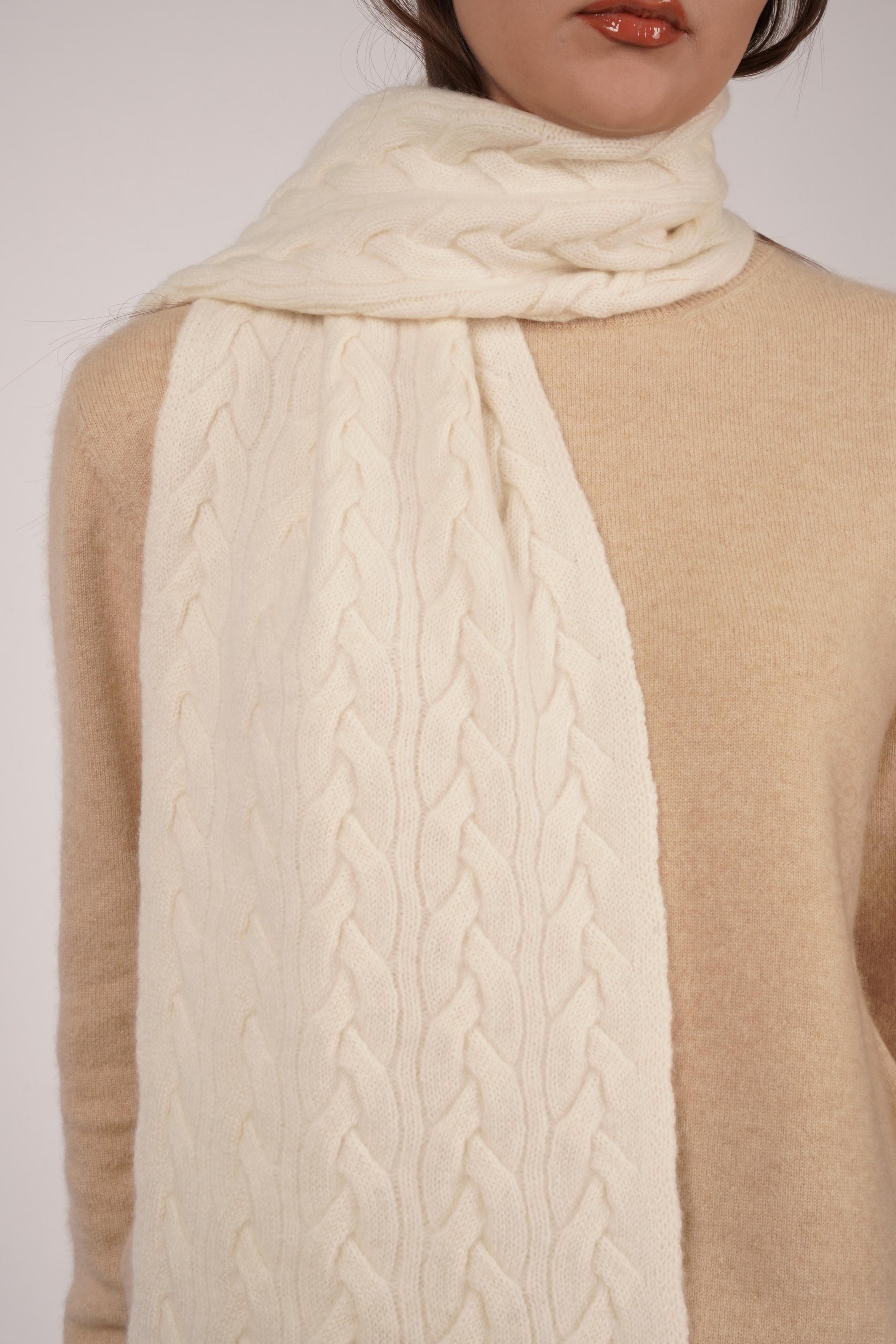 Victoria Cashmere Knitted Scarf - Blue Sky Cashmere
