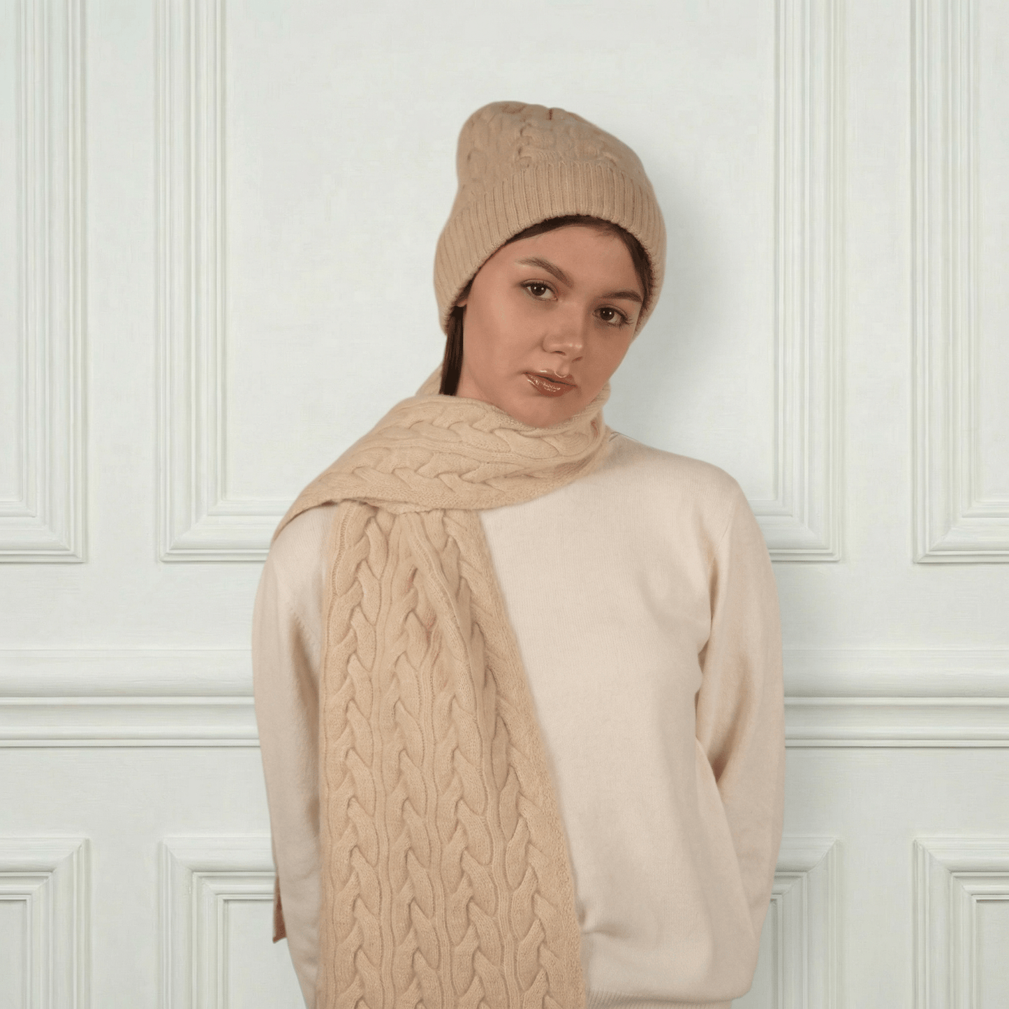 Victoria Cashmere Knitted Scarf - Blue Sky Cashmere