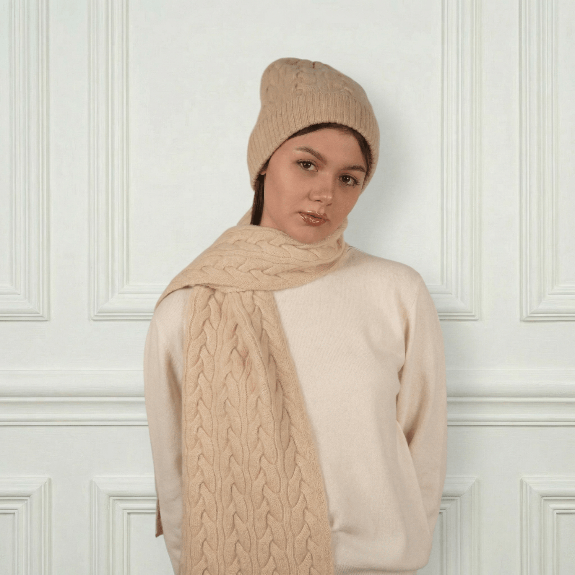 Victoria Cashmere Knitted Scarf - Blue Sky Cashmere