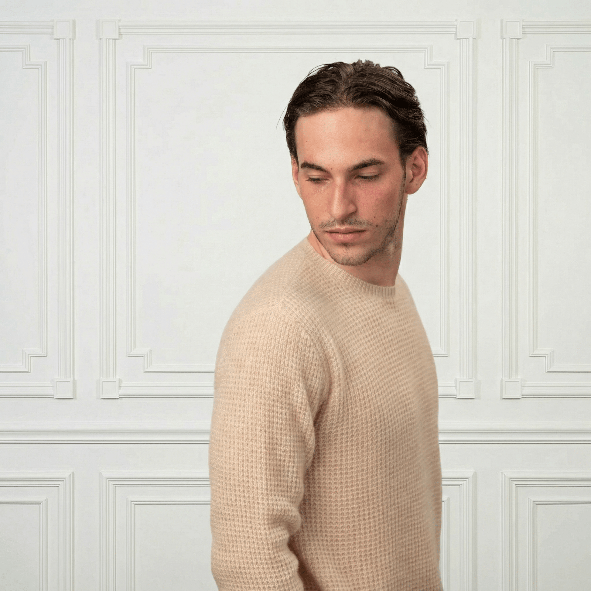 Waffle Cashmere Sweater - Blue Sky Cashmere