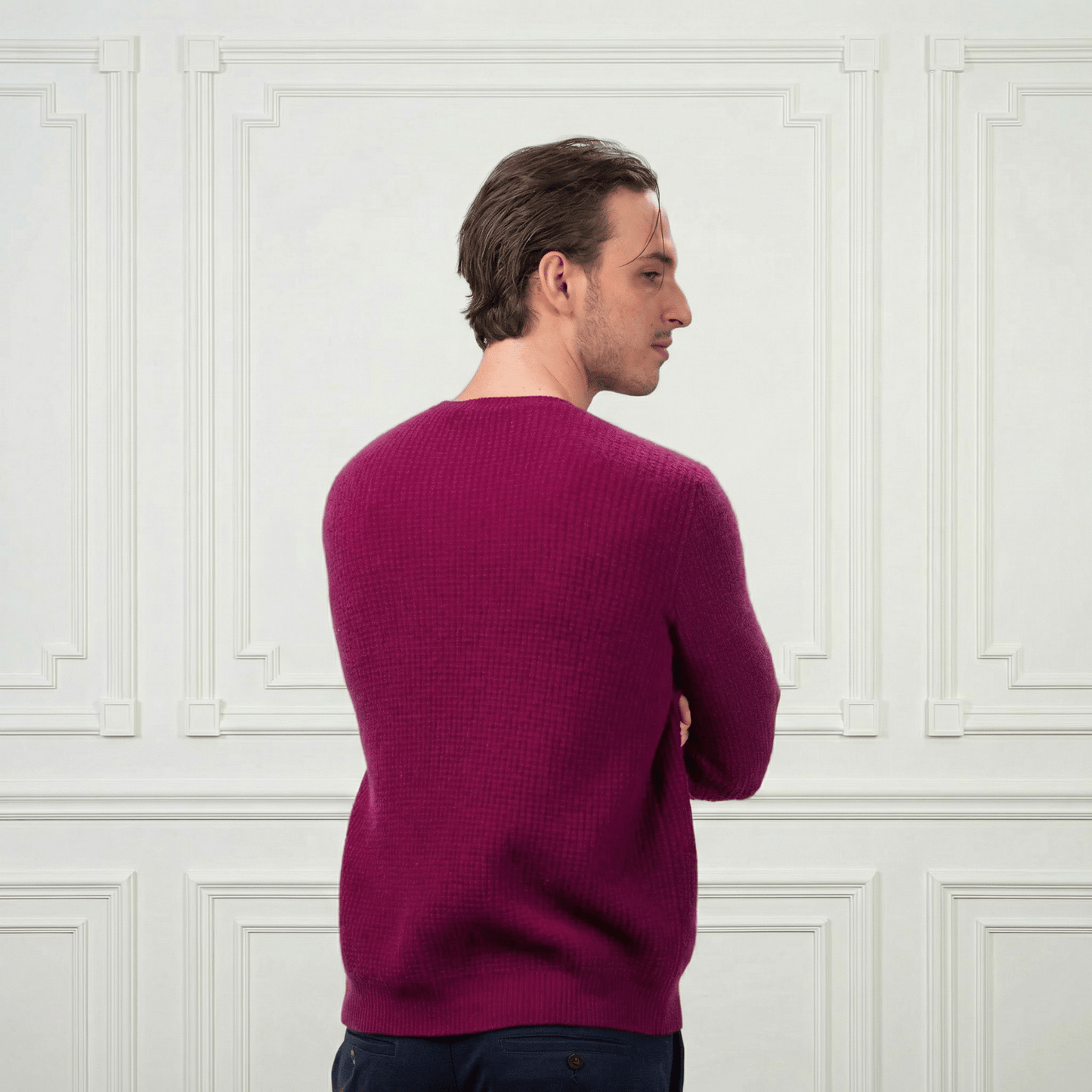 Waffle Cashmere Sweater - Blue Sky Cashmere