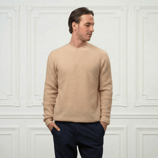 Waffle Cashmere Sweater - Blue Sky Cashmere