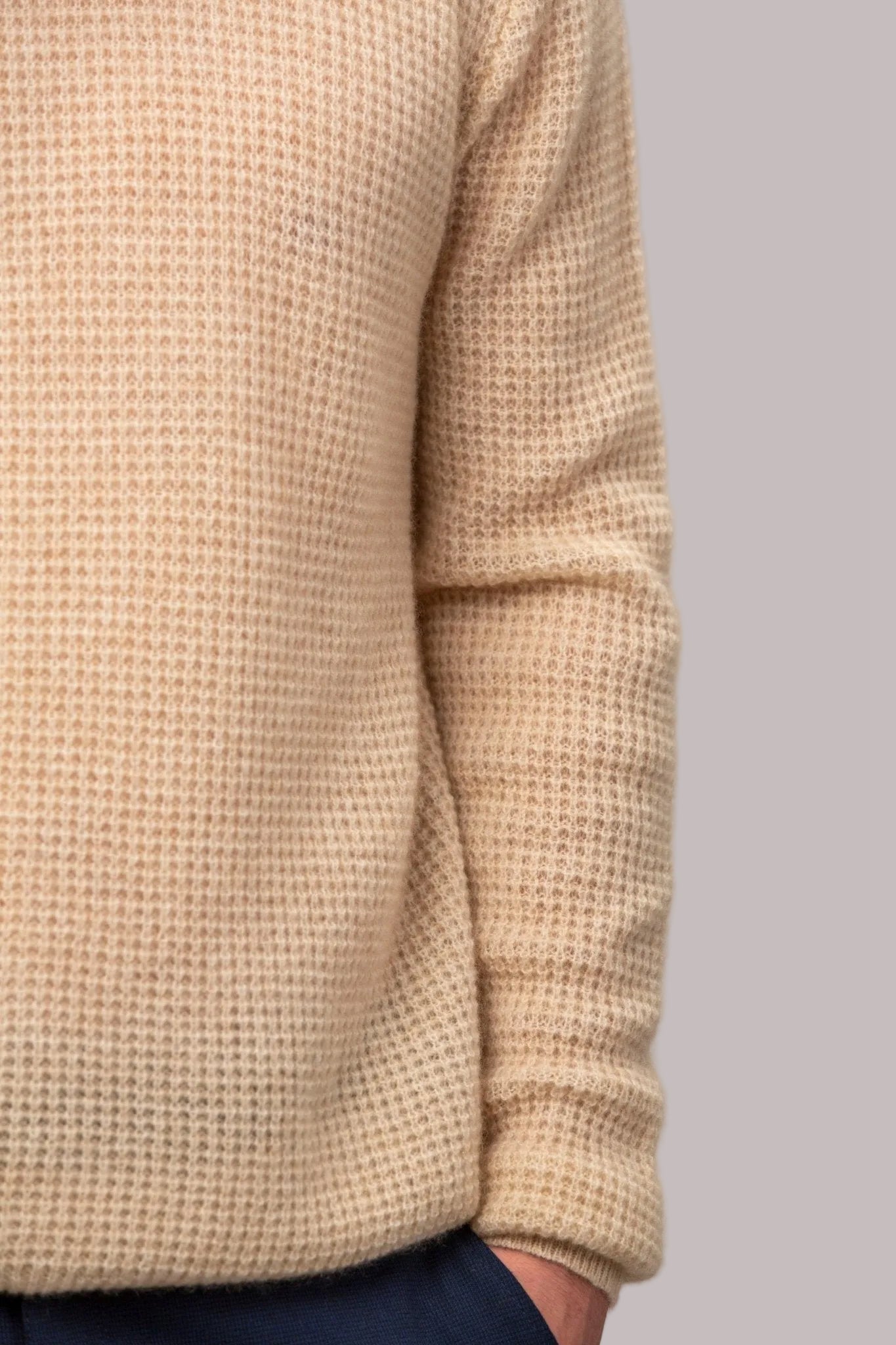 Waffle Cashmere Sweater - Blue Sky Cashmere
