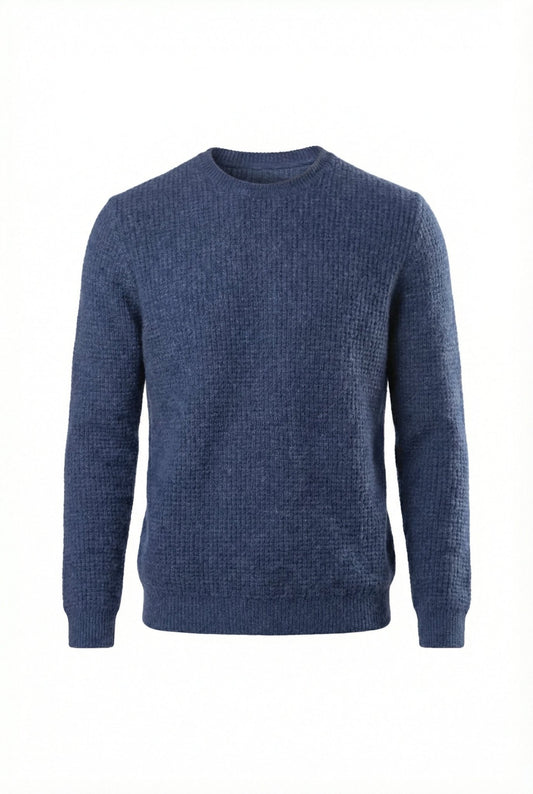 Waffle Cashmere Sweater - Blue Sky Cashmere
