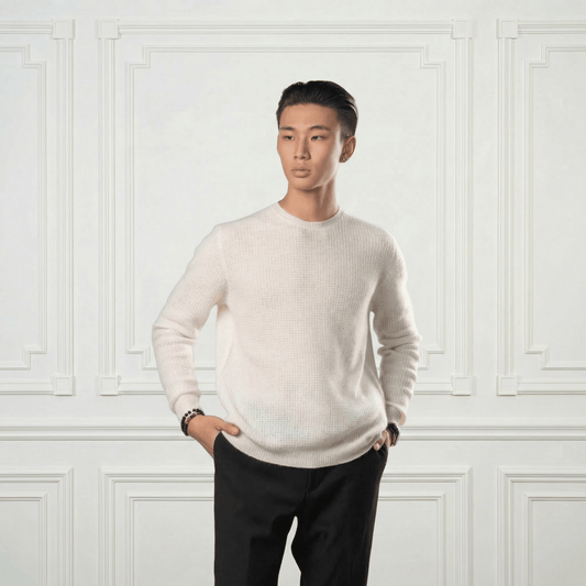 Waffle Cashmere Sweater - Blue Sky Cashmere