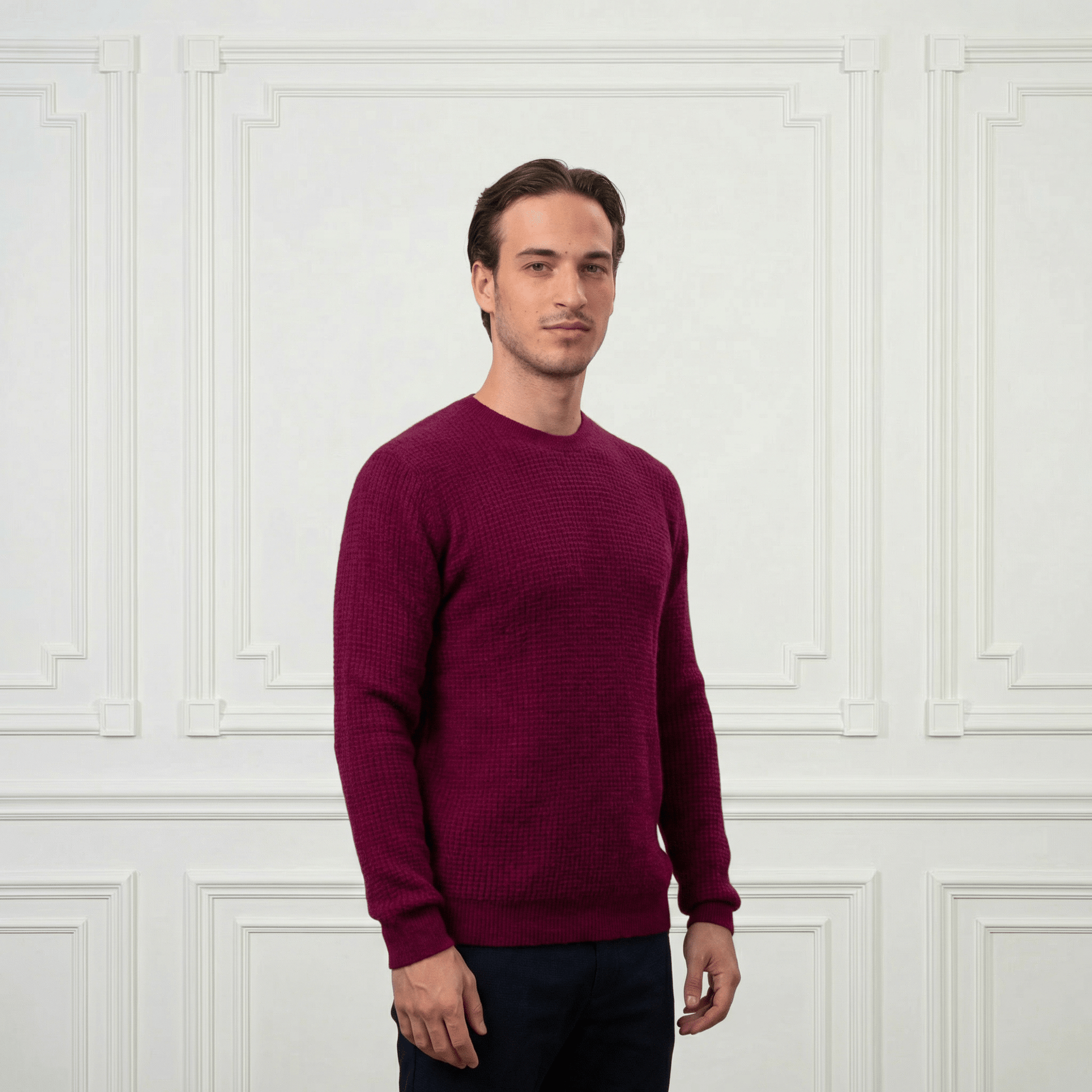 Waffle Cashmere Sweater - Blue Sky Cashmere