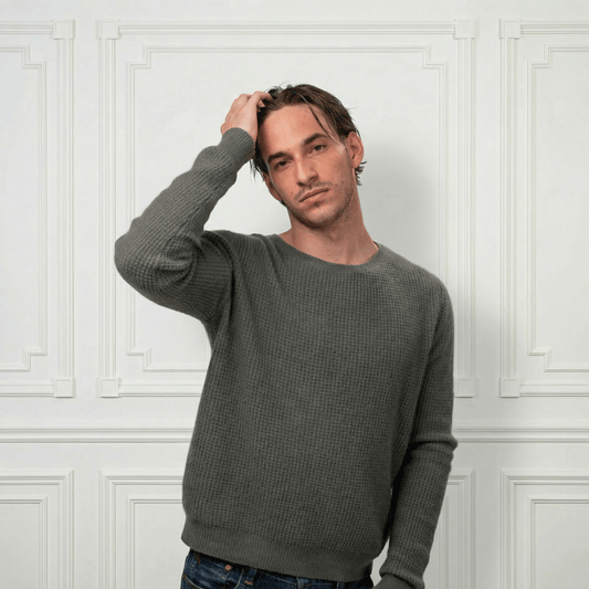 Waffle Cashmere Sweater - Blue Sky Cashmere