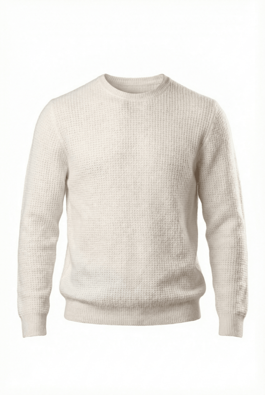 Waffle Cashmere Sweater - Blue Sky Cashmere