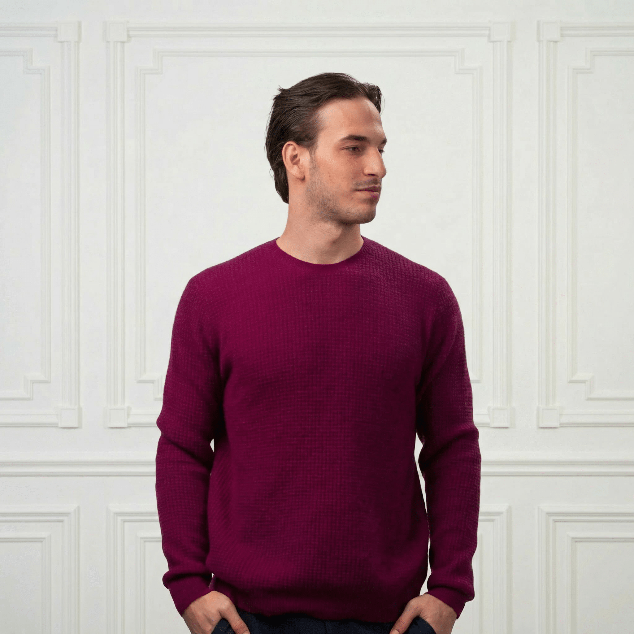 Waffle Cashmere Sweater - Blue Sky Cashmere