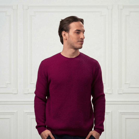 Waffle Cashmere Sweater - Blue Sky Cashmere