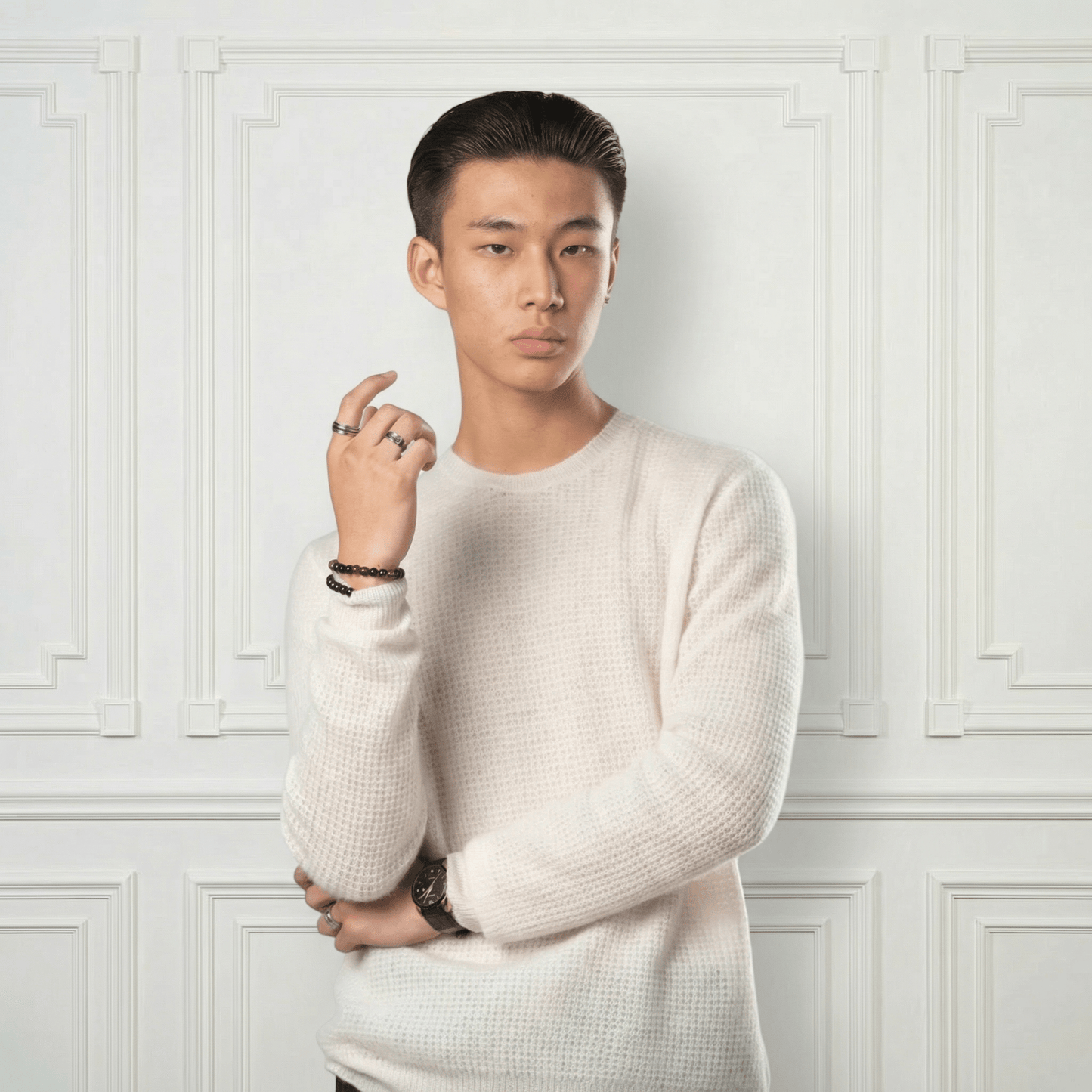 Waffle Cashmere Sweater - Blue Sky Cashmere