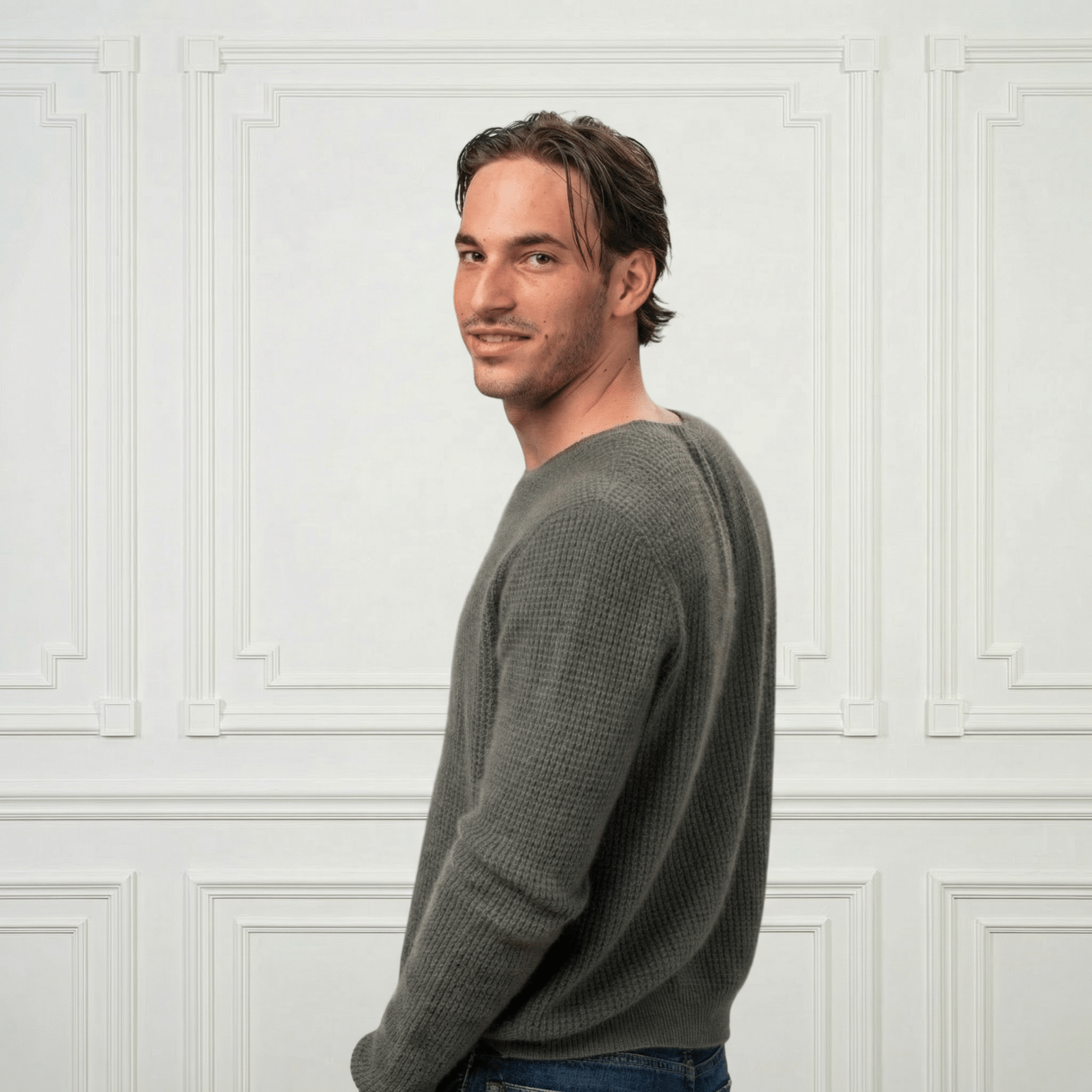 Waffle Cashmere Sweater - Blue Sky Cashmere