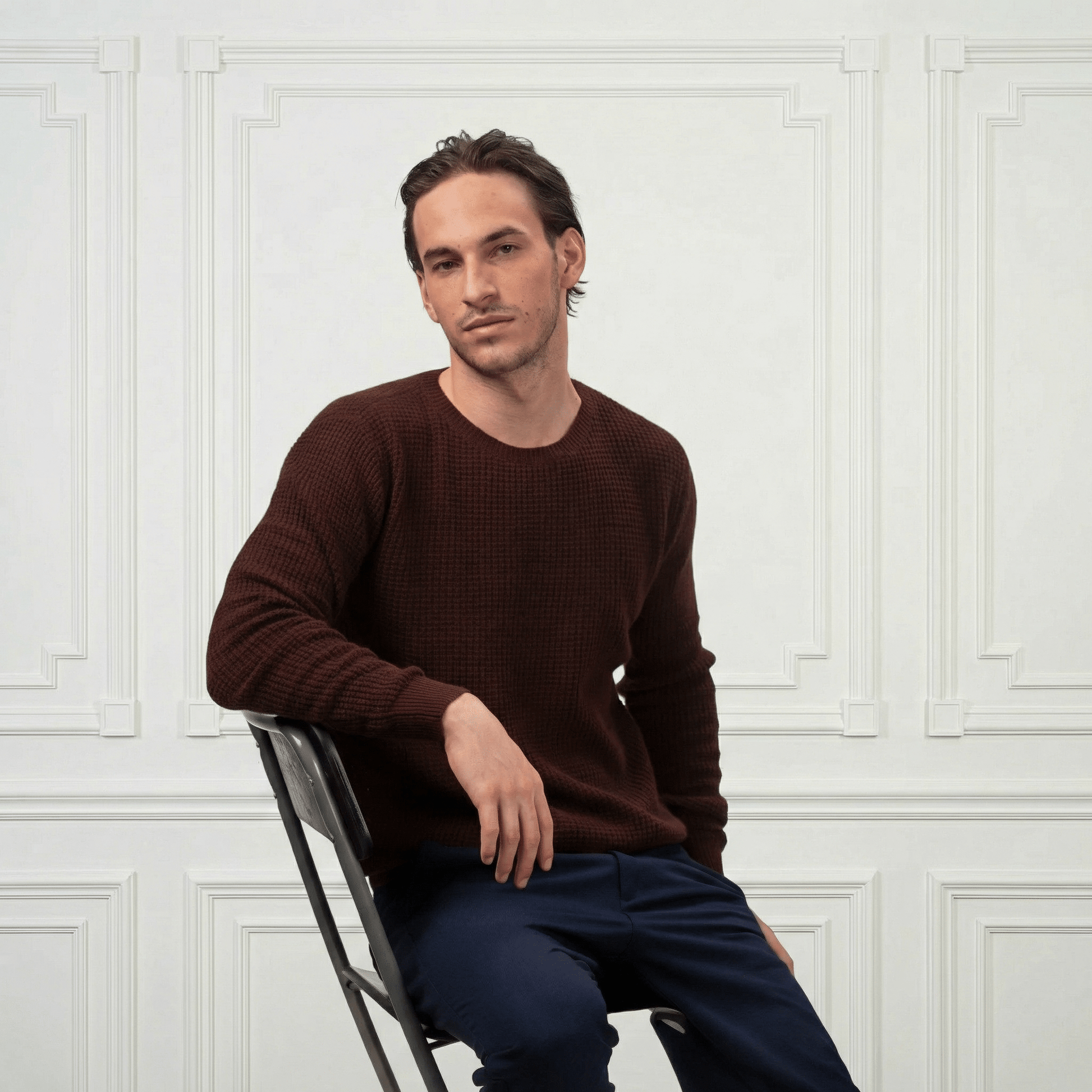 Waffle Cashmere Sweater - Blue Sky Cashmere