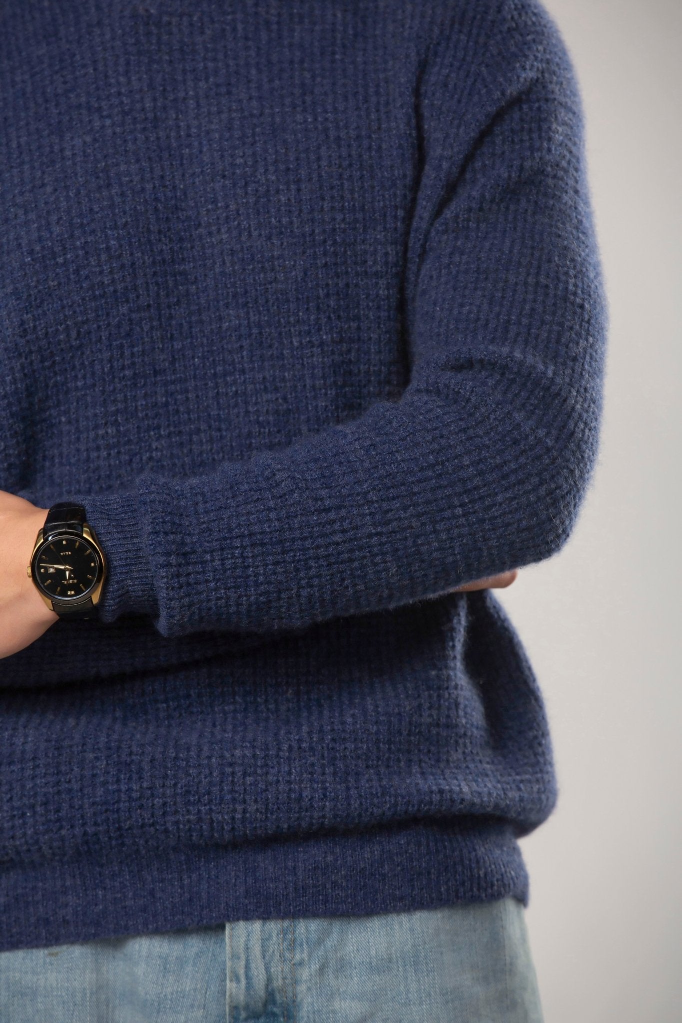 Waffle Cashmere Sweater - Blue Sky Cashmere